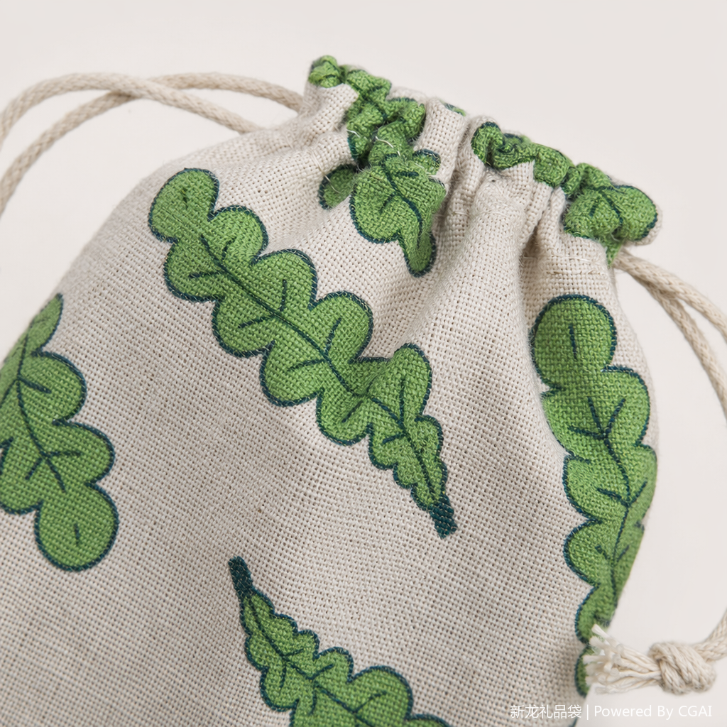 Green leaf-patterned cotton and linen hand-held cloth bag flood prevention and confidential shipping packaging bag Application Scenario