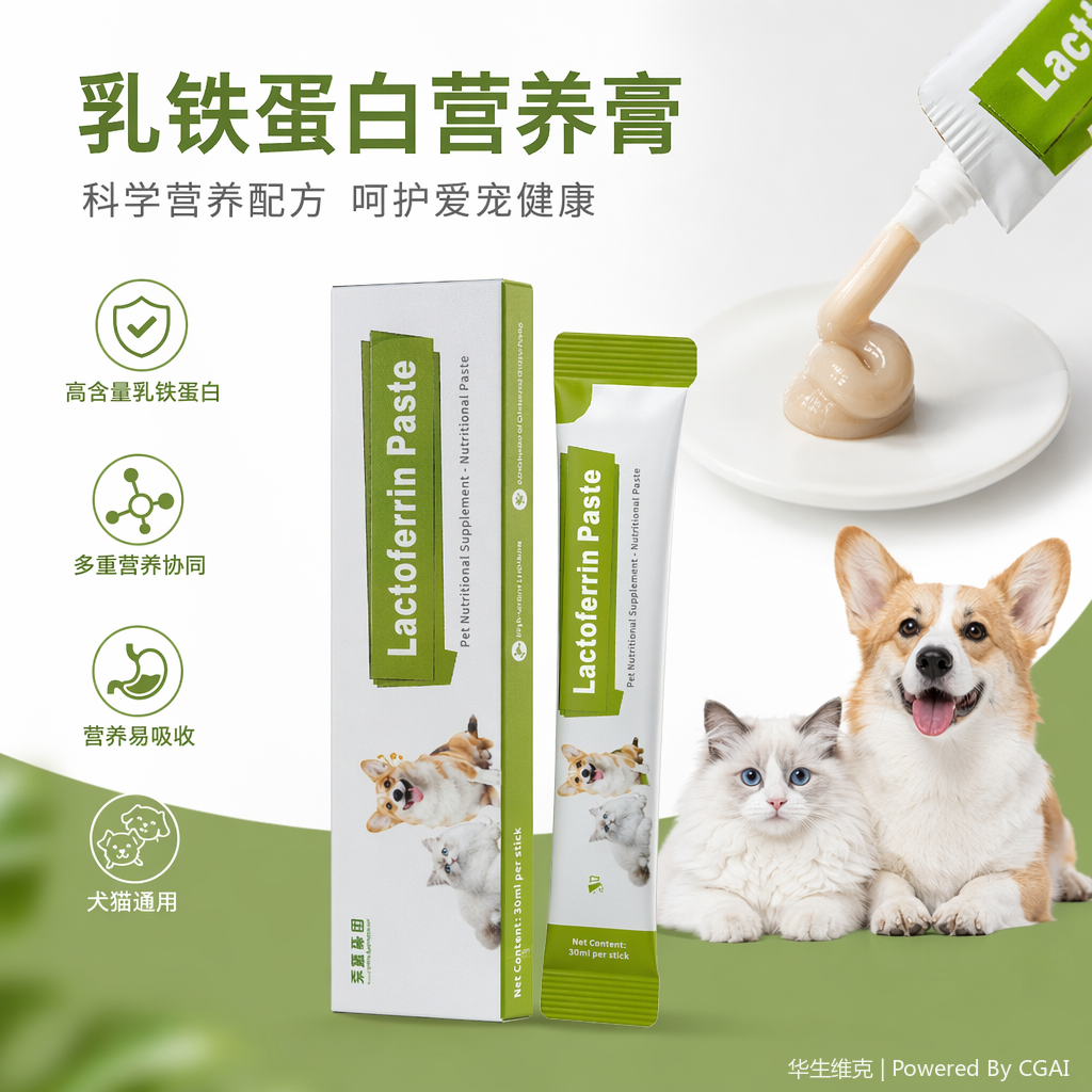 Lactoferrin nutritional paste for cats and dogs: Daily dietary nutrition supplement for pregnant and lactating young dogs and cats to enhance immunity