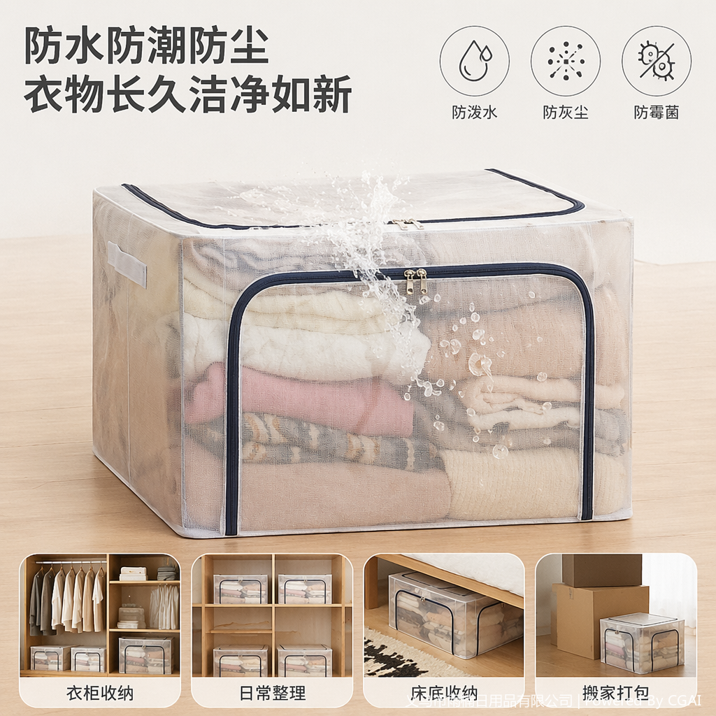 防水可折叠收纳盒多功能衣物整理家用储物箱一件代发玩具收纳衣物收纳箱
