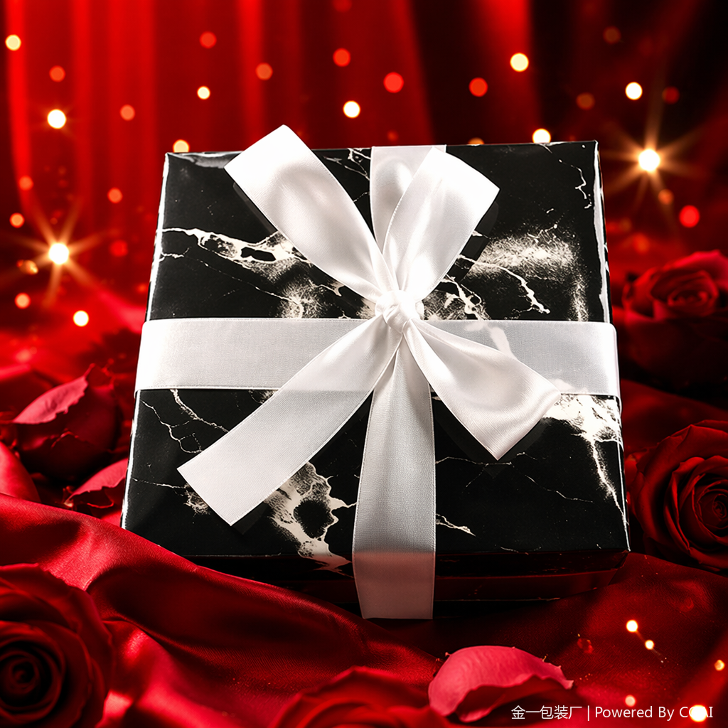 Black and white marble-patterned gift box Specification image