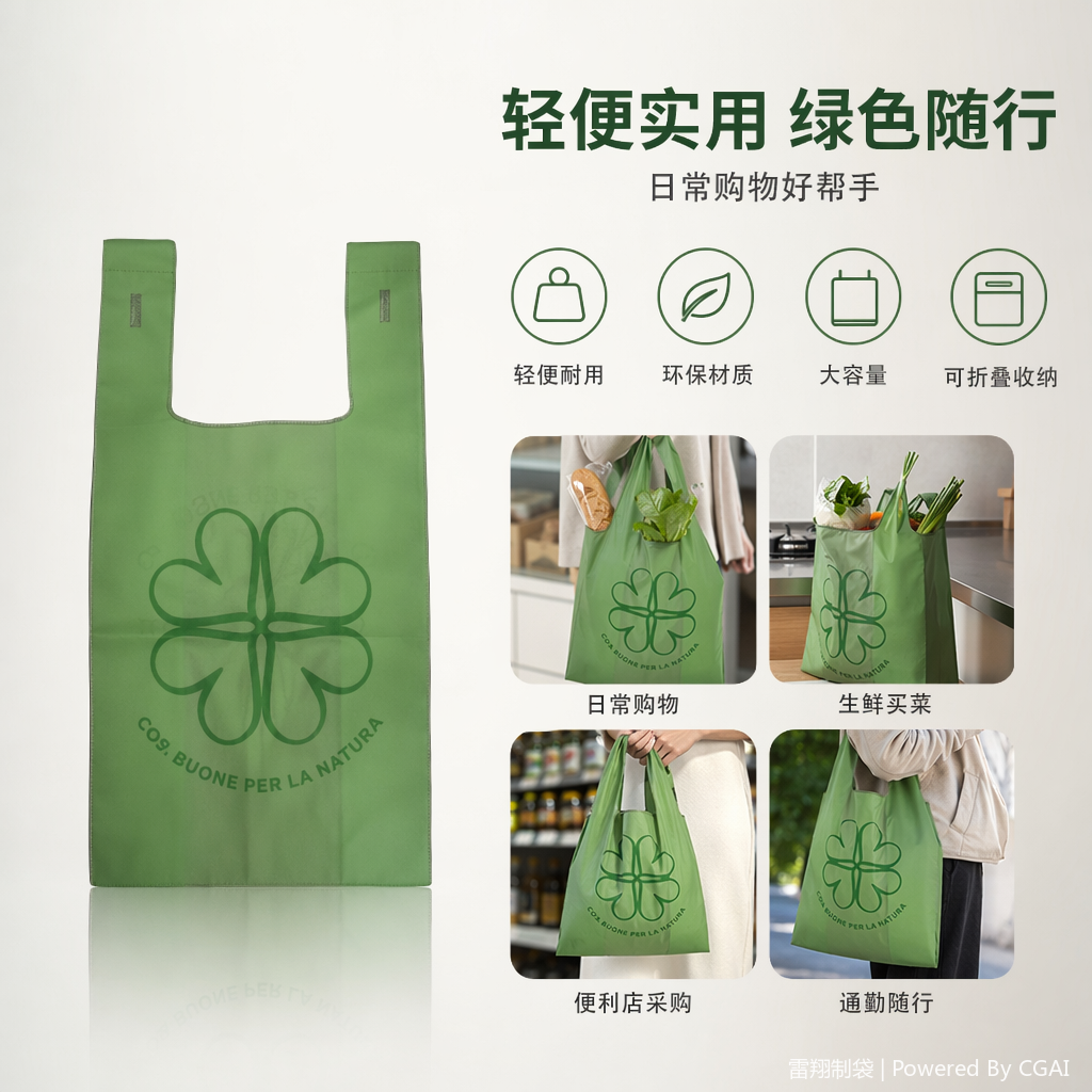 环保可降解无纺布抽绳袋外卖专用小朋友礼品包装