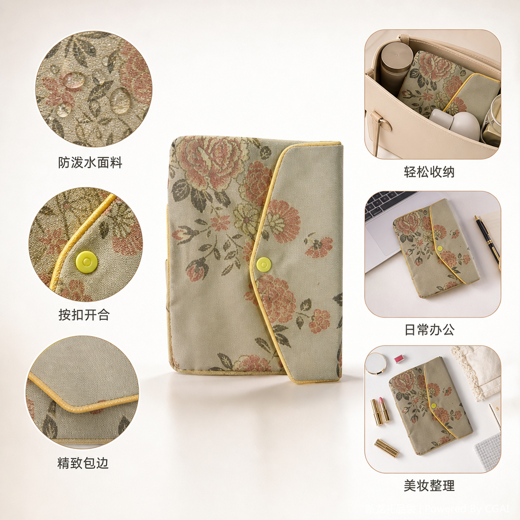 Solid color simple hand-held eco-friendly shopping bag with silk cloth, foldable storage bag
