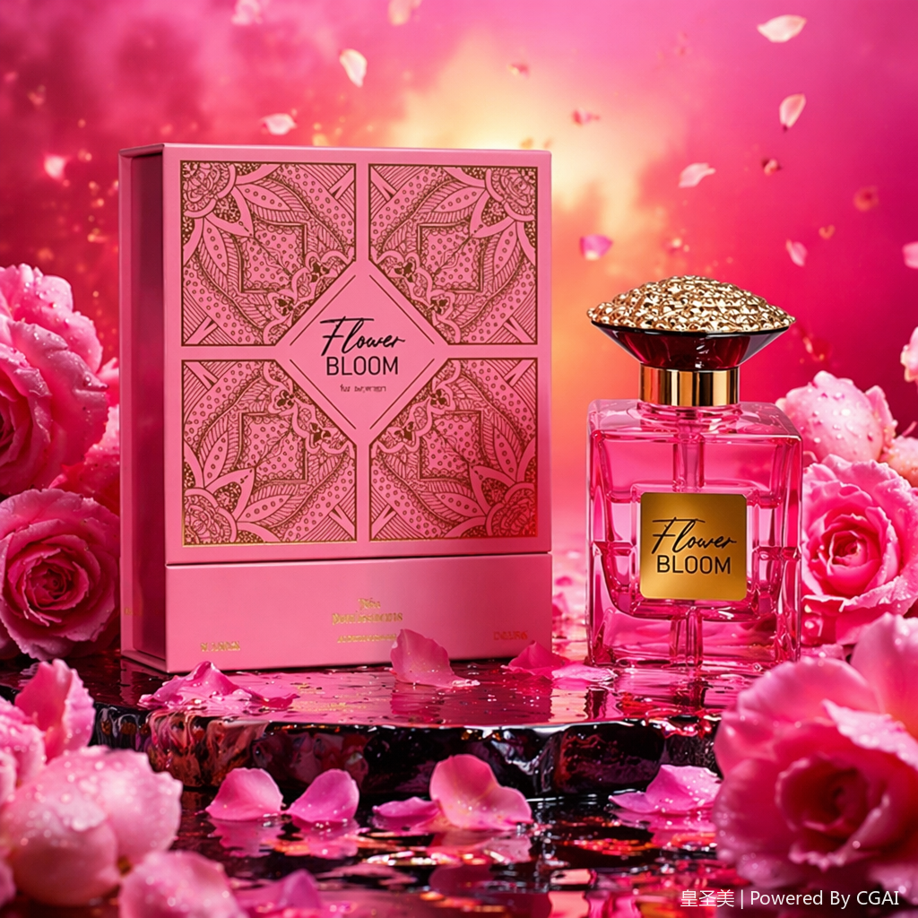 Middle Eastern domestic high-end Perfumes, pink packaging box, red perfume Specification image