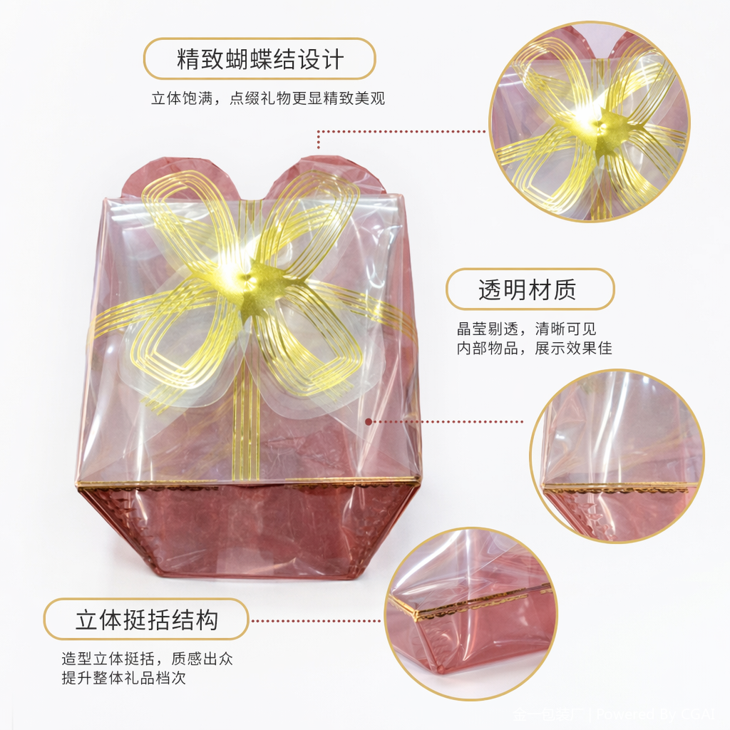 Transparent gift box with butterfly companion souvenir packaging box, running lighting fixtures, festival gift wrapping paper