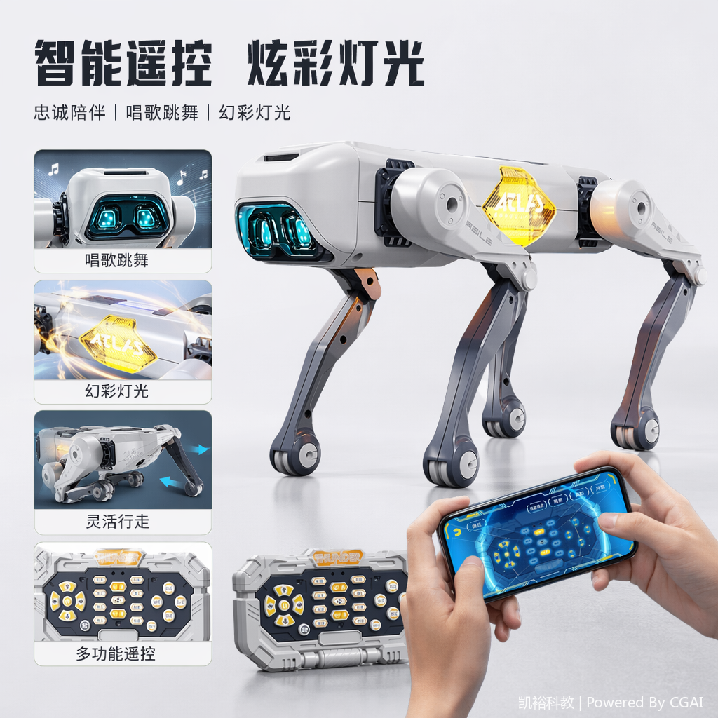 FOOZAC跨境智能AI编程机器狗APP语音遥控电子宠物狗仿生机器人机器狗玩具ai玩具ai智能喵星人