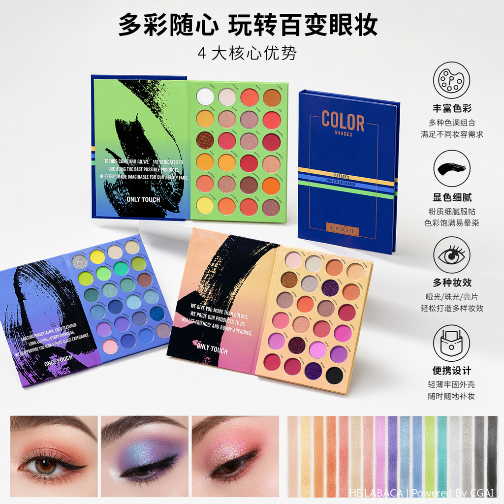 义乌跨境彩色眼影盘化妆品彩妆 多色持久显色眼影