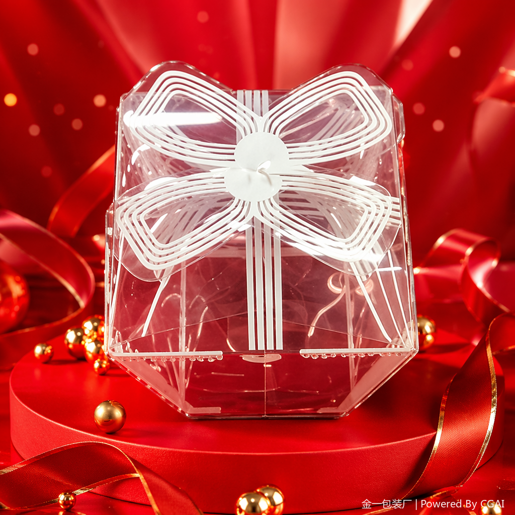 Transparent gift box with white butterfly companion gift packaging box, running lighting fixtures, festival gift wrapping paper Specification image