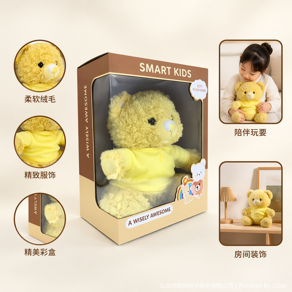 黄色毛绒玩具熊迷你抓娃娃机公仔布娃娃毛绒玩具