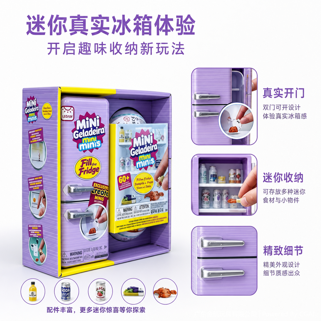 儿童早教益智玩具套装 迷你冰箱食玩儿童彩色玩具