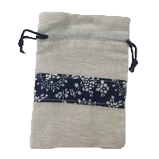 Beige cotton and linen flood control gunny bag with blue and white floral pattern strap, confidential shipping packaging bag Item Picture