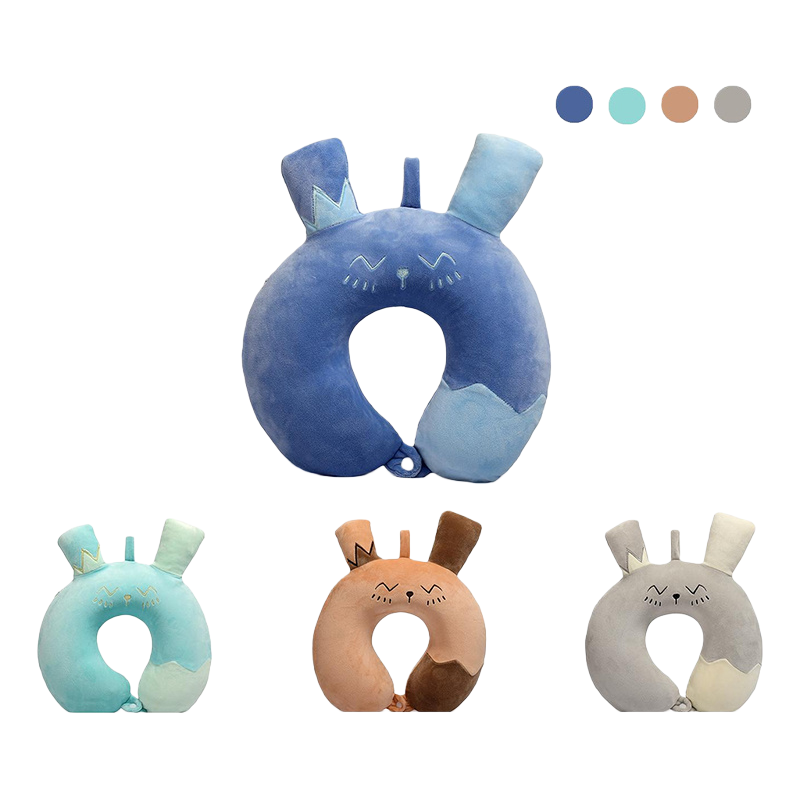 Long-eared Rabbit, high-speed rail, airplane, office, lunch break neck pillow, source factory wholesale U-shaped pillow, comfortable cartoon children's pillow, ins blue rabbit-shaped U-shaped pillow, neck pillow, memory foam portable travel pillow Item Picture