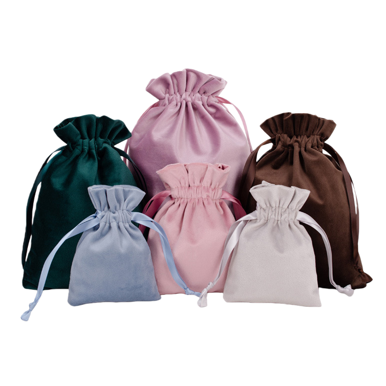 Colorful flannel drawstring bag with snap fasteners, privacy item packaging bag, jewelry storage flannel bag Item Picture