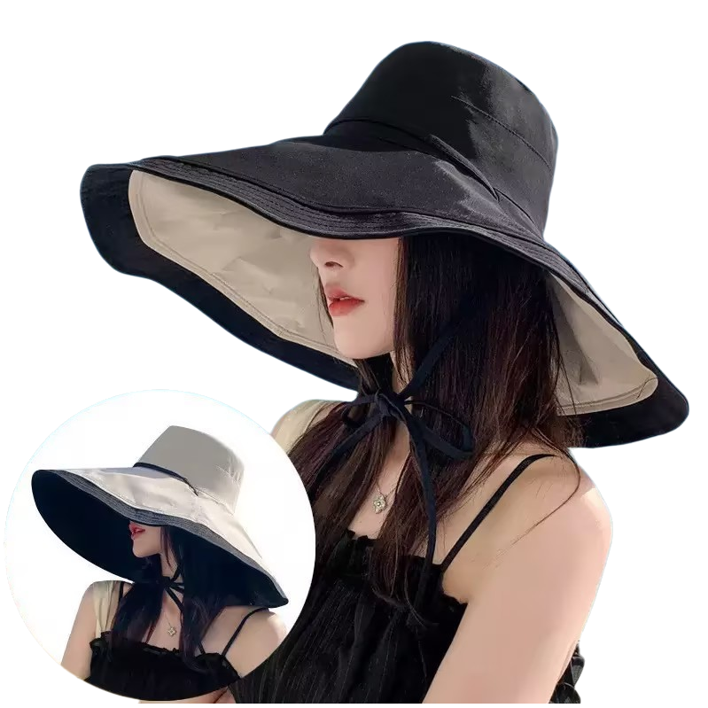 Black wide-brimmed sun hat, adult baseball cap, female summer Korean-style straw hat Item Picture