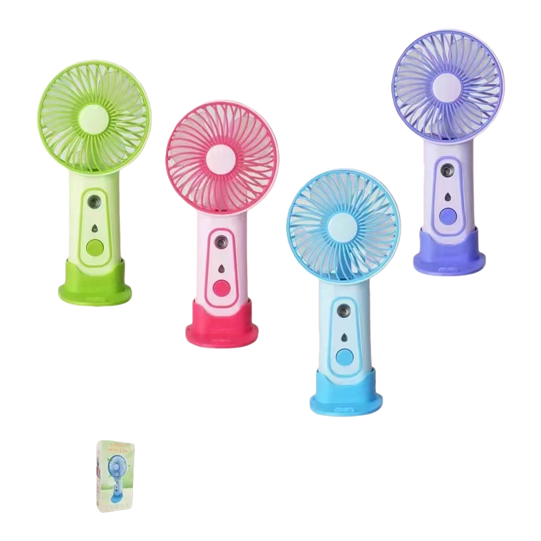 Cartoon-colored mini spray handheld mini fan, neck-hanging portable mini fan Item Picture