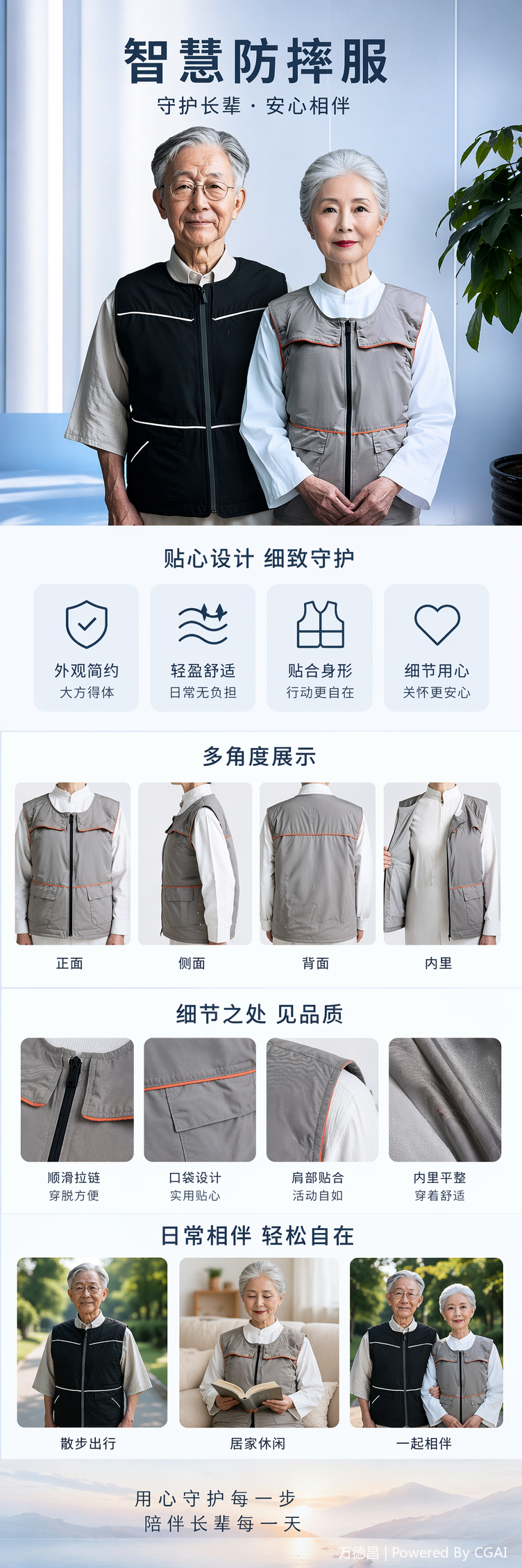 智慧防摔消防服老年男女款配马口铁胸章水域救援装备 pic 1