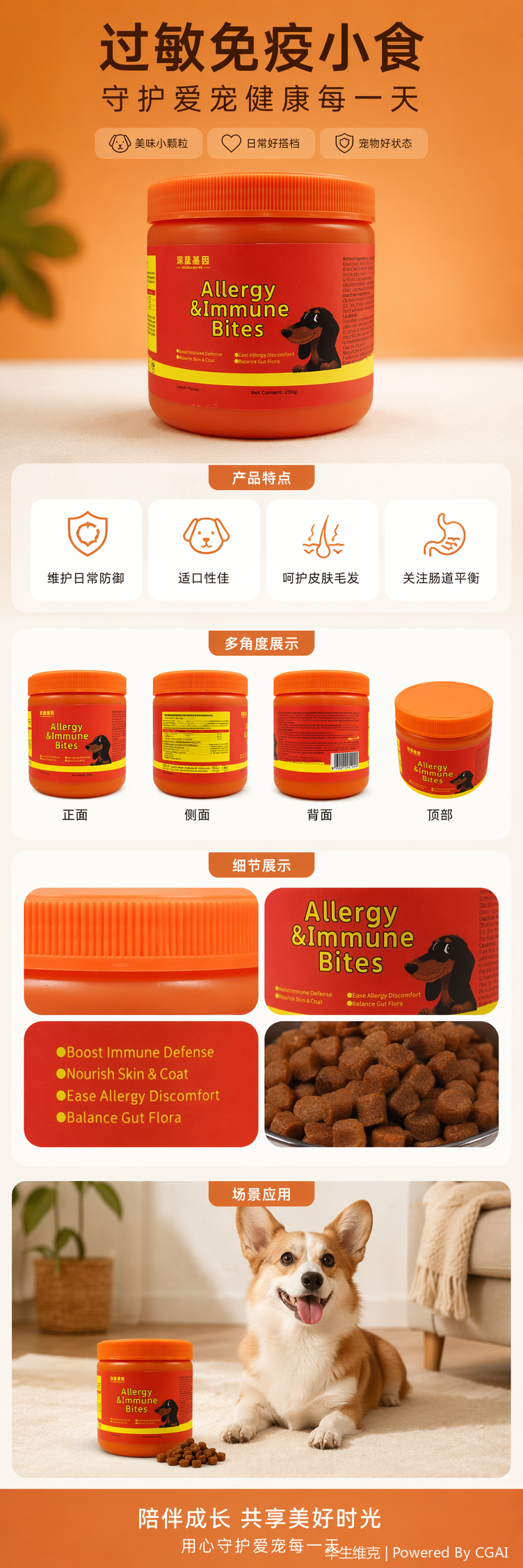 Pet anti-allergy soft granules enhance immunity and relieve skin itching and redness pic 1