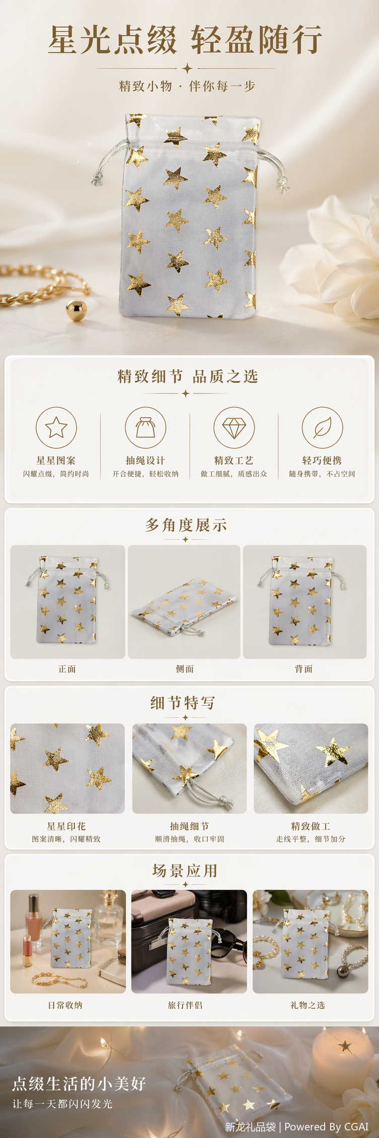 圣诞限定棉麻布袋 棉绳收口环保收纳袋节日礼品包装详情1