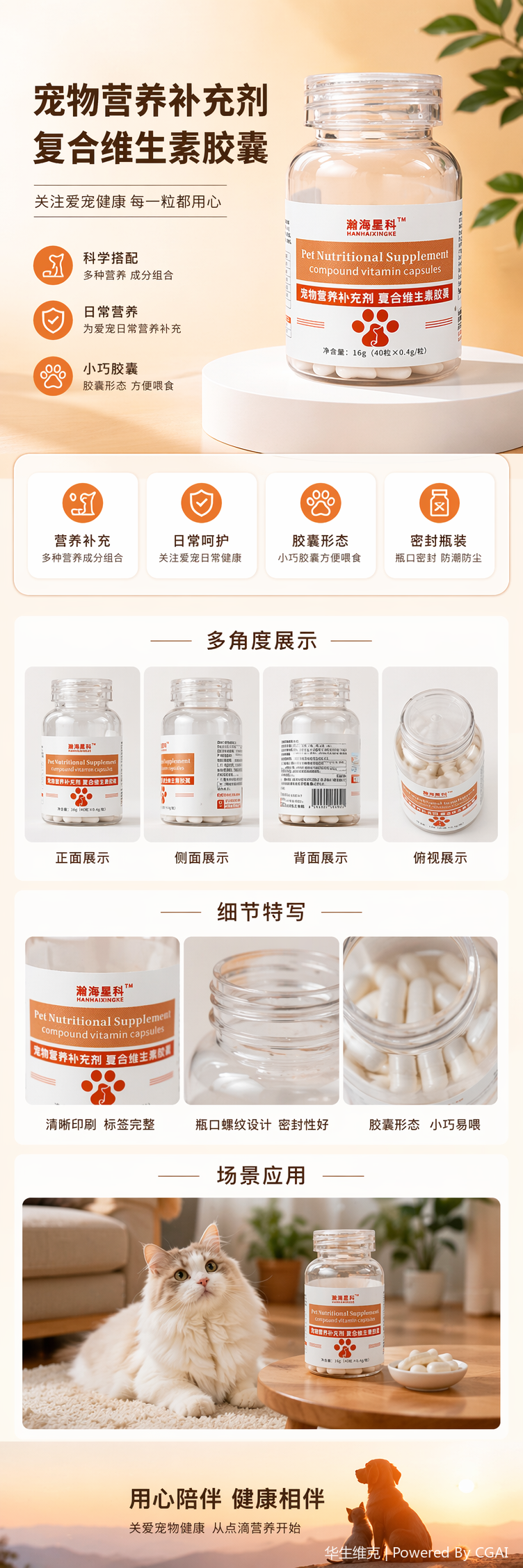 Pet multivitamin Capsules for immune enhancement and daily health care pic 1