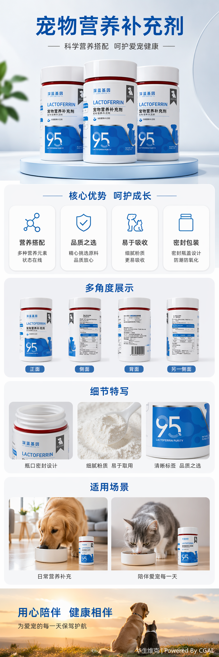 Lactoferrin pet nutritional supplements enhance immunity, improve intestinal health and promote nutrient absorption pic 1