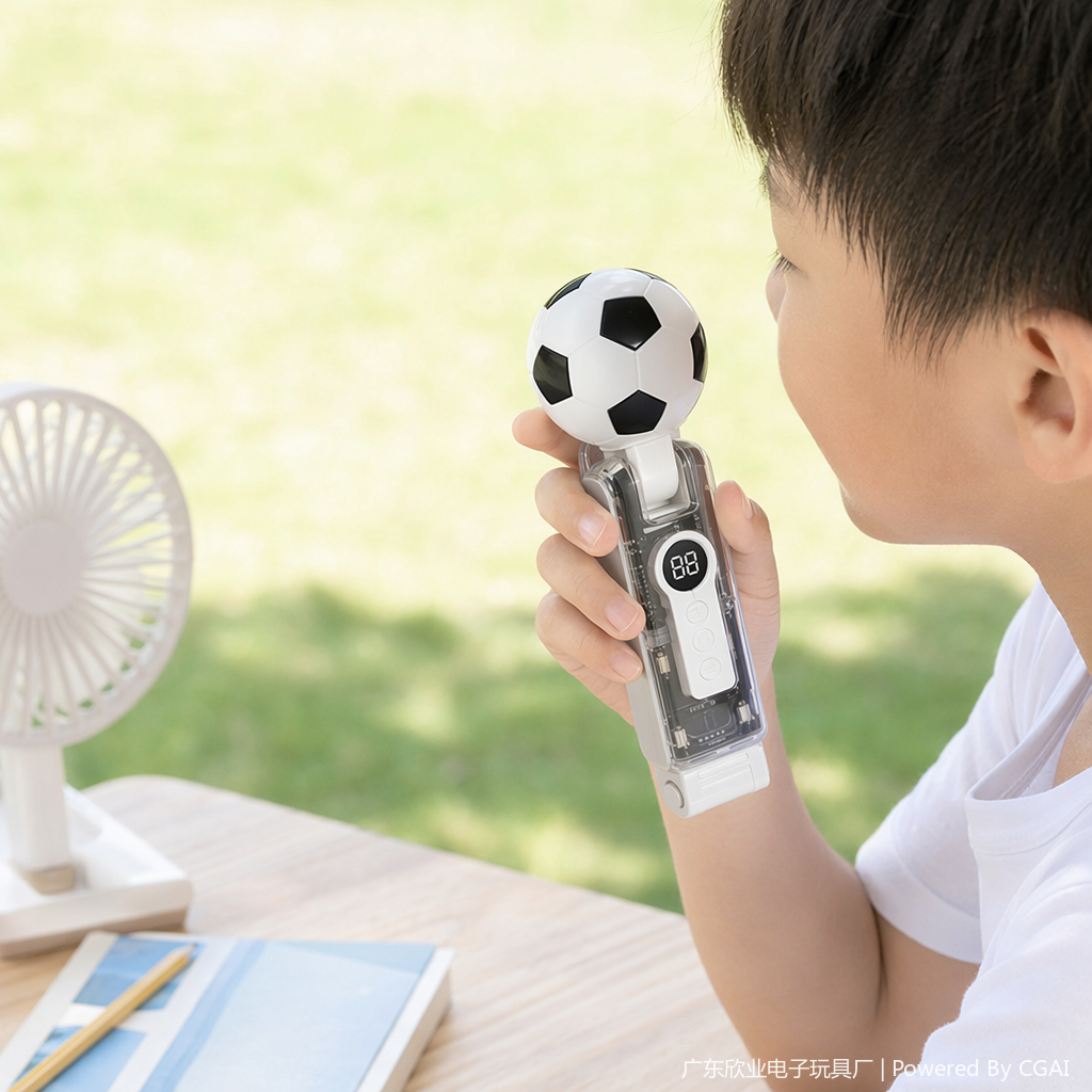 A simple, powerful, ice pack, football-shaped portable handheld small fan, an outdoor cooling wonder details Picture