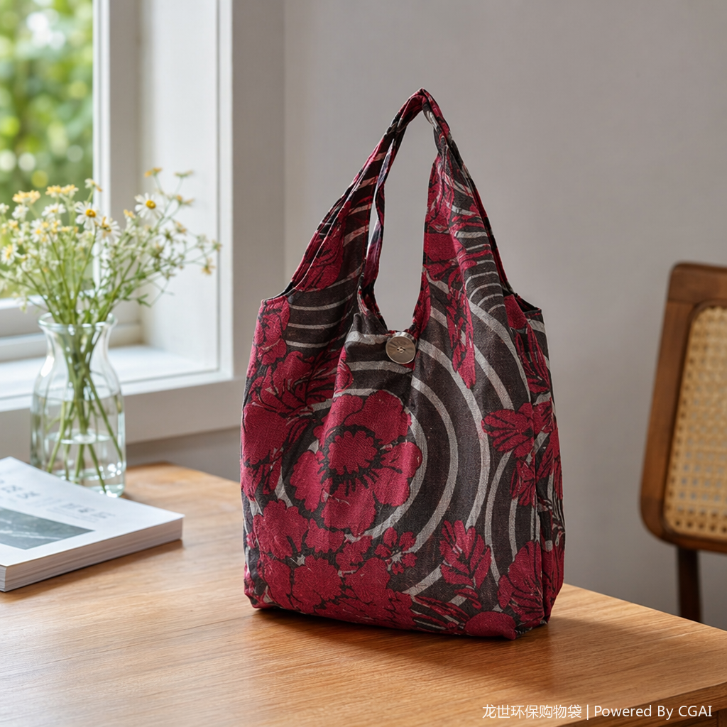Plastic underwear and clothing packaging hand-held folding shopping bags details Picture