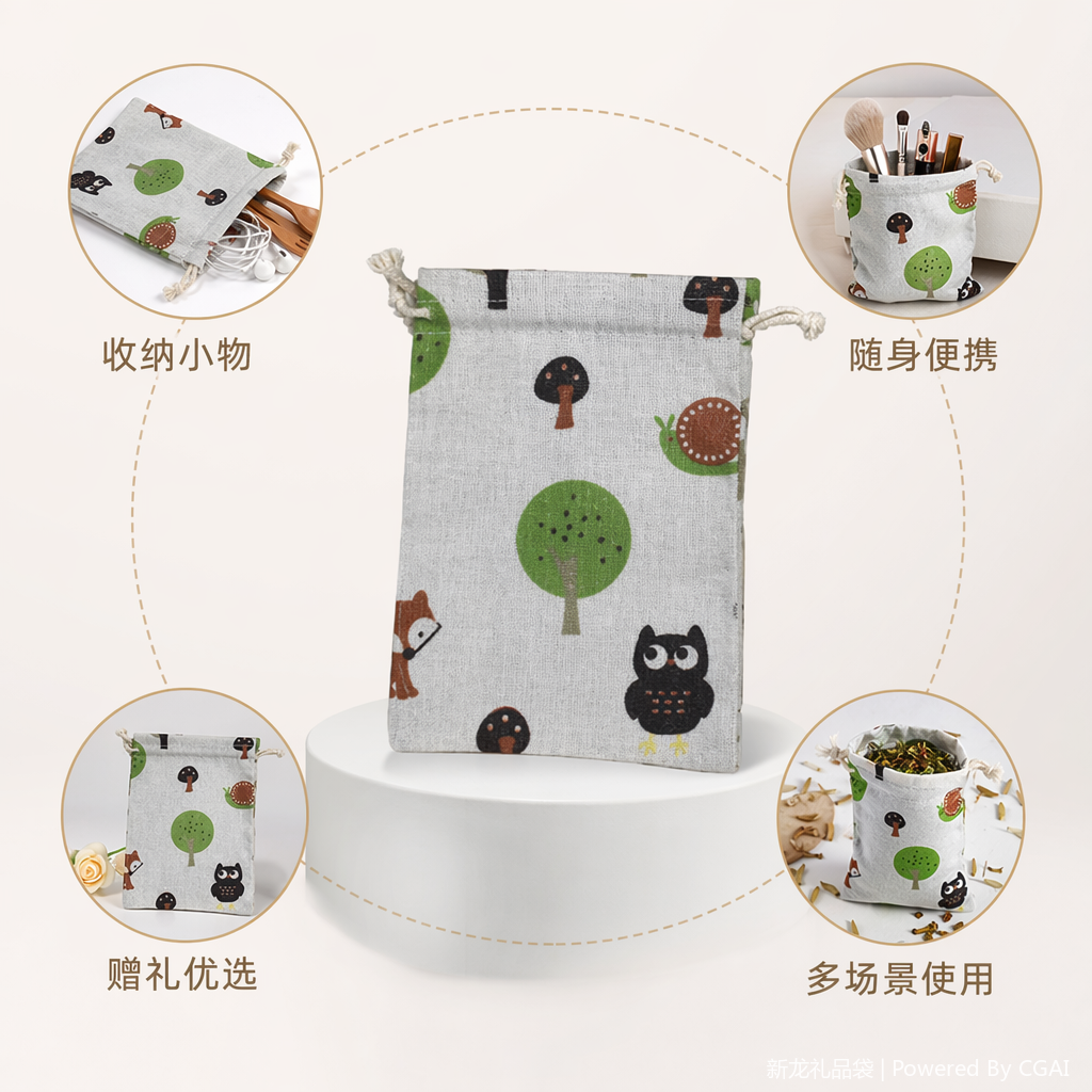 棉麻布袋 棉绳收口环保收纳袋 适配礼品包装