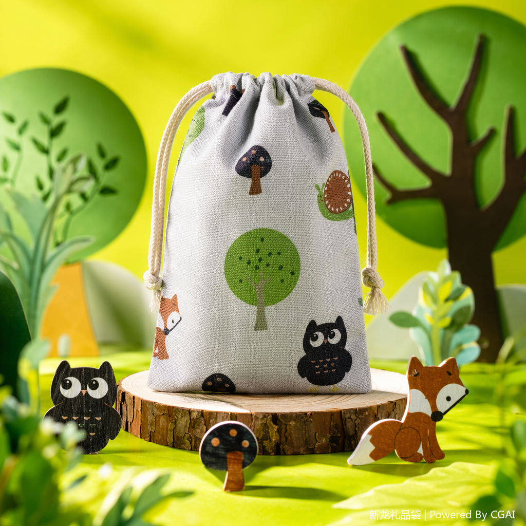 This cotton and linen bag with a cotton rope closure is an eco-friendly storage bag suitable for gift packaging Specification image