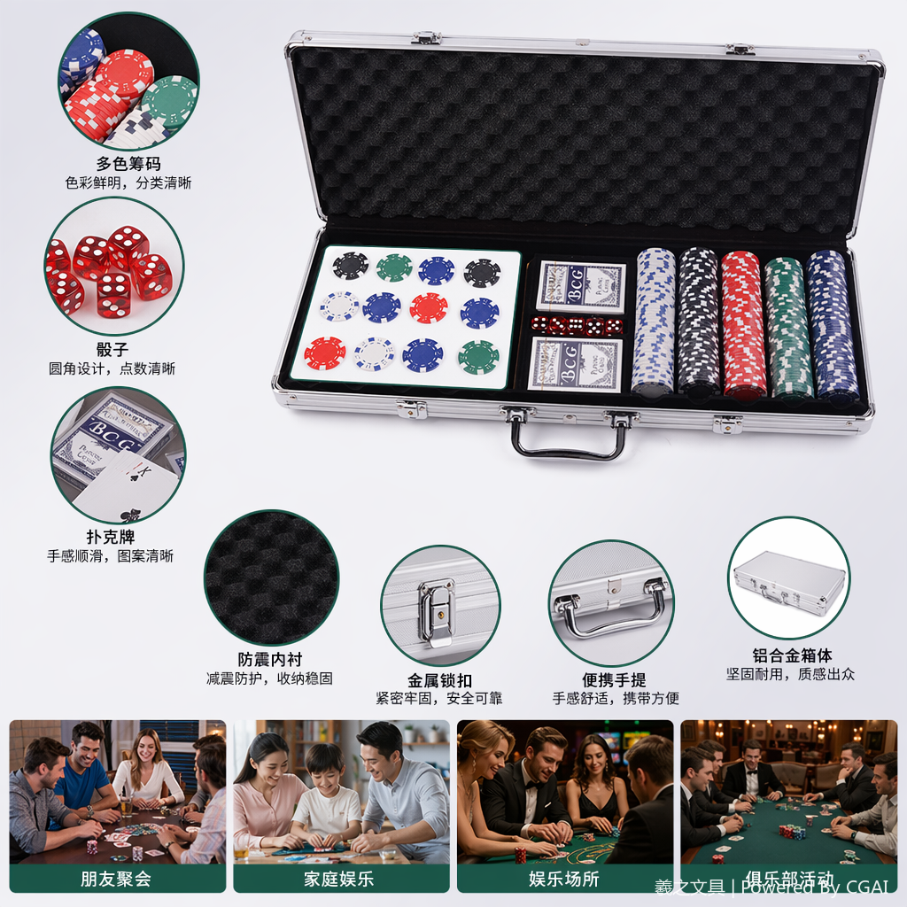 银色金属DND筹码箱套装含筹码牌具