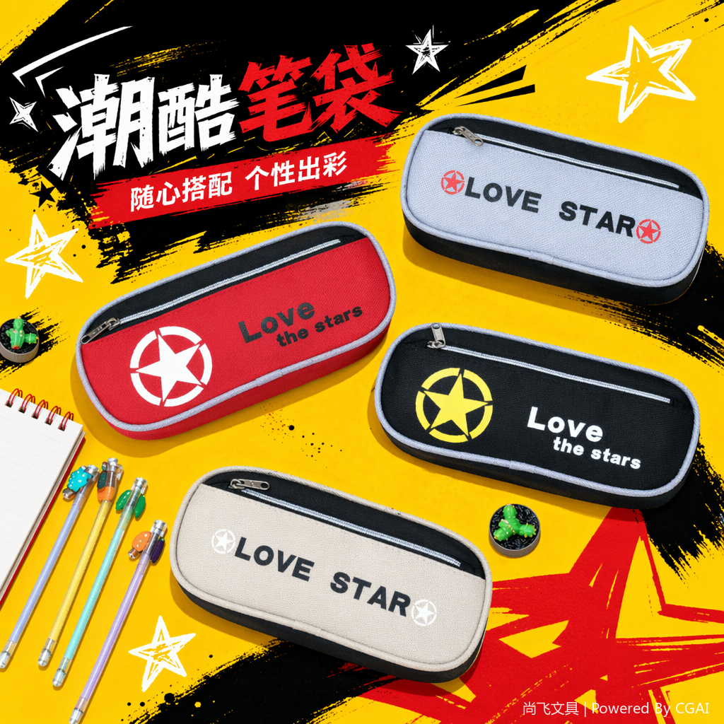 全透明PVC防水笔袋学生专用卡通文具彩色笔袋 Specification image