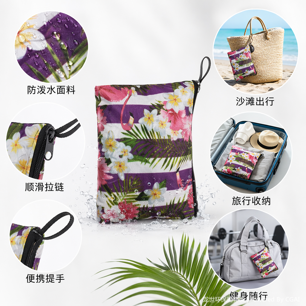 加厚透明塑料内裤包装袋 手提折叠服装购物袋 便携收纳