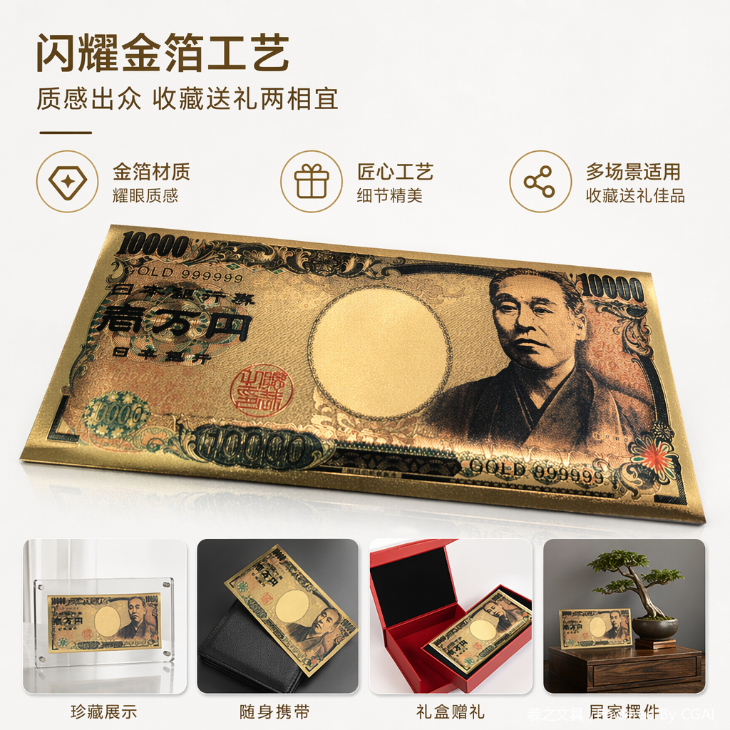 集卡社非流通金色10000日元纸币外国钱币收藏品