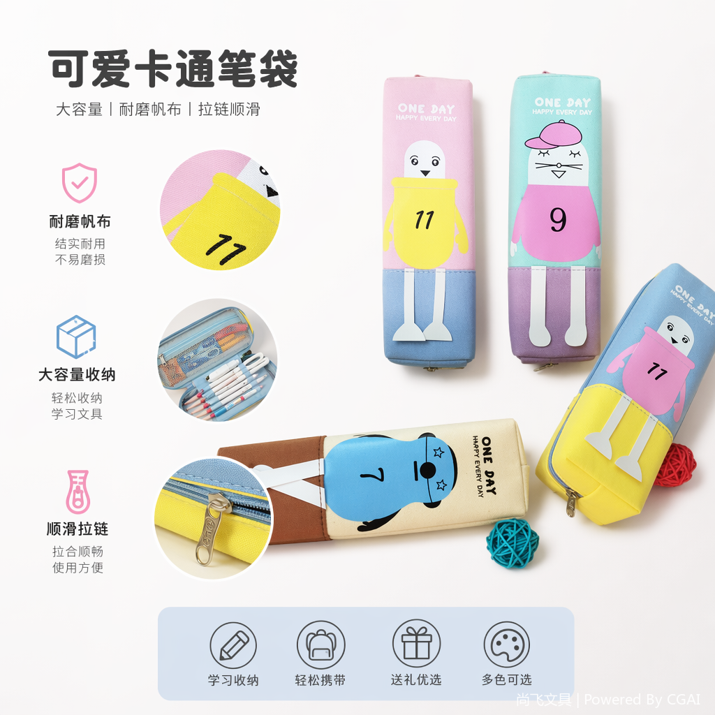 彩色卡通全透明防水笔袋学生文具