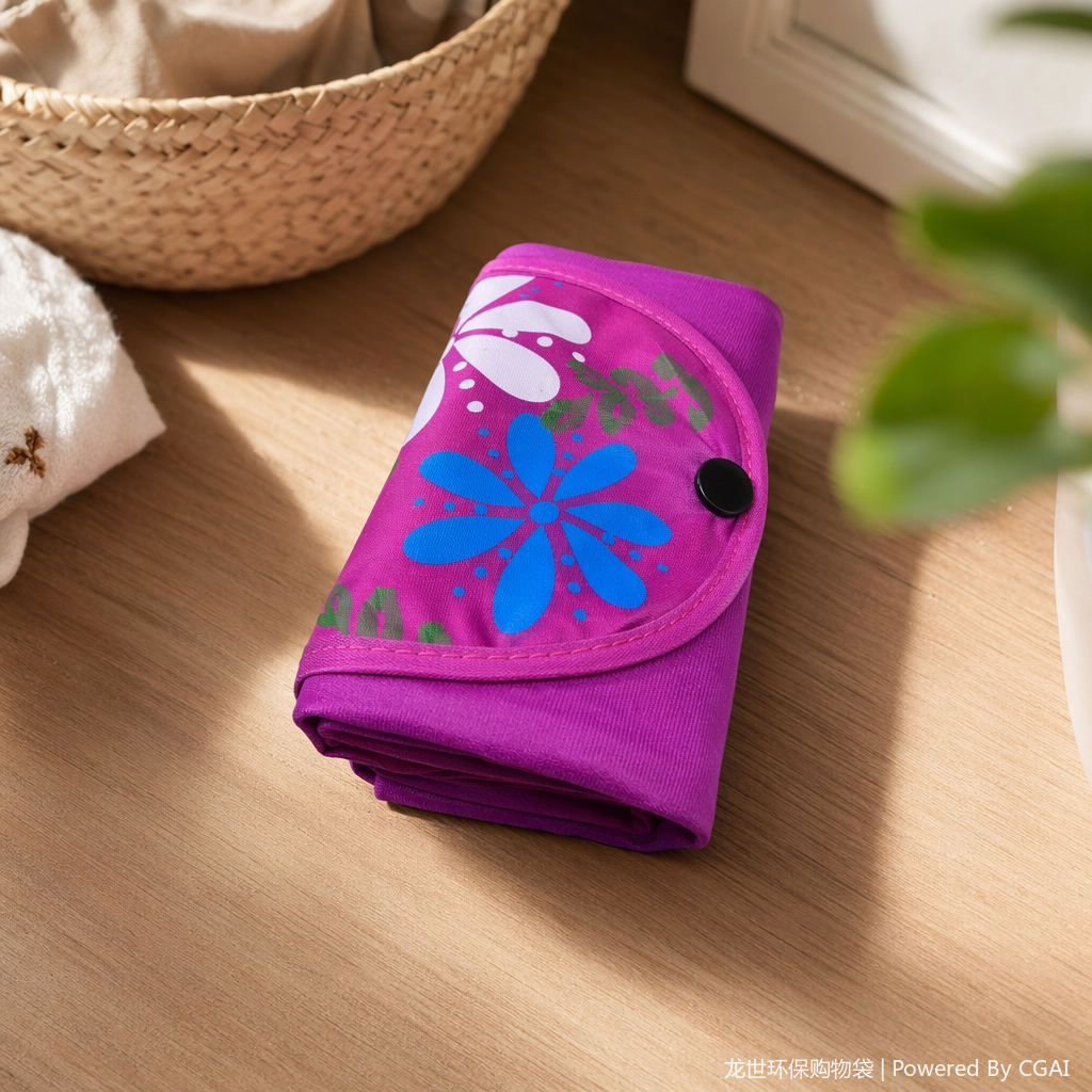 Pink velvet folding snap storage bag, accessory and privacy item packaging bag details Picture