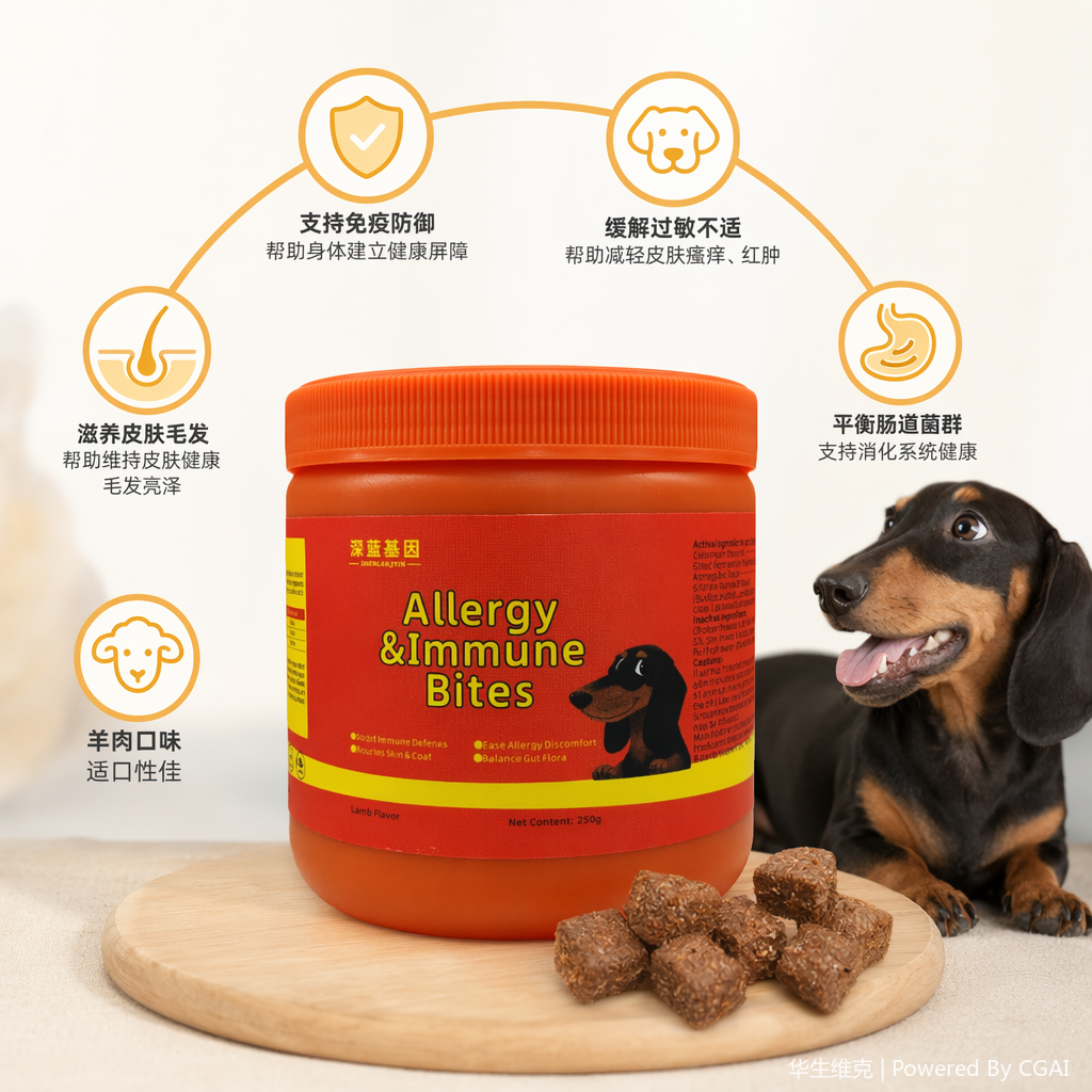 Pet anti-allergy soft granules enhance immunity and relieve skin itching and redness