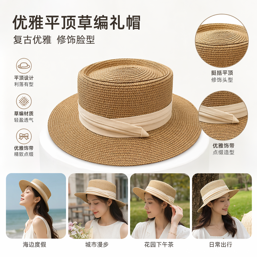 成人夏季遮阳帽女夏天韩版草帽