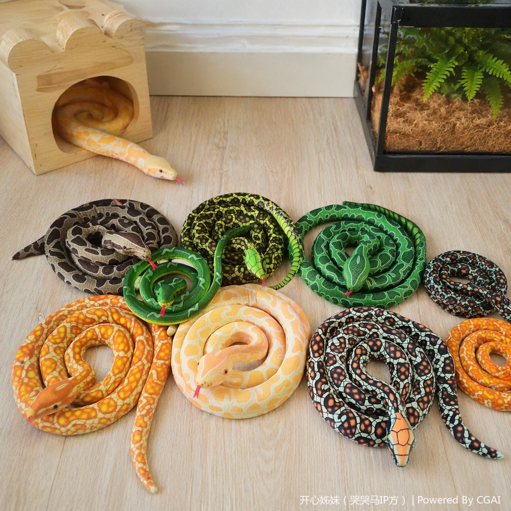 Colorful snake-shaped dolls, other plush toys, cute and soft plush toys details Picture