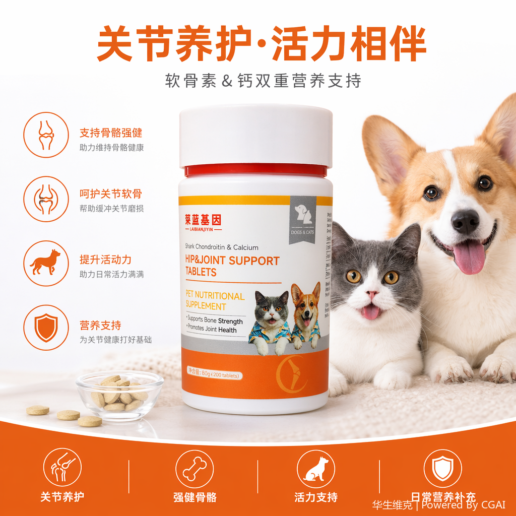 宠物鲨鱼软骨素钙片 关节养护营养片 预防猫狗骨质疏松 提升骨骼健康