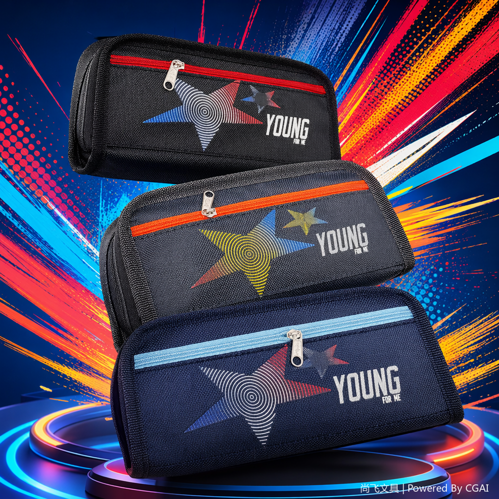 尚飞学生双肩包黑色灰色深蓝色星形文具盒拼图网纱袋YOUNG FOR ME Specification image