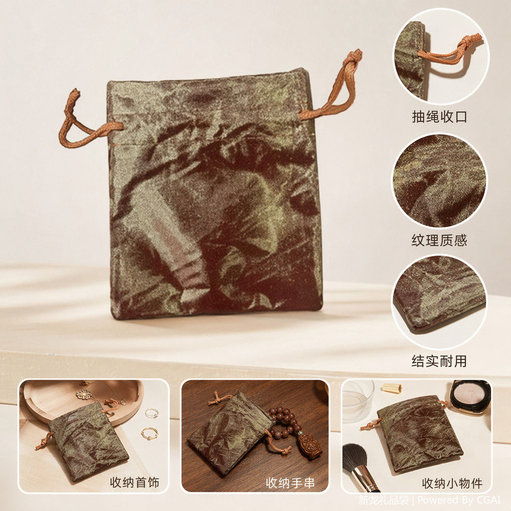 Thickened, wear-resistant and large-capacity shopping bags made of satin fabric, daily storage handbags