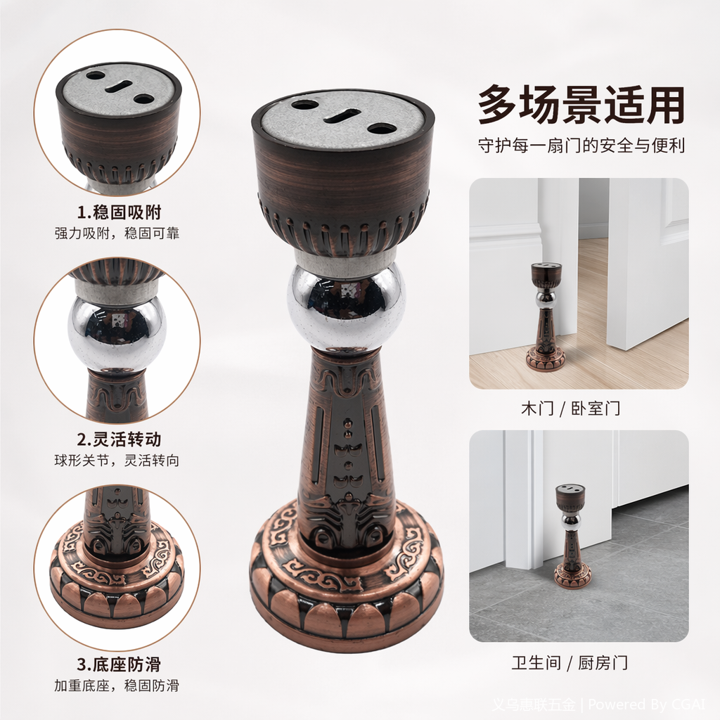 Copper-colored carved rubber door sliding door, anti-collision, quiet and durable for home use