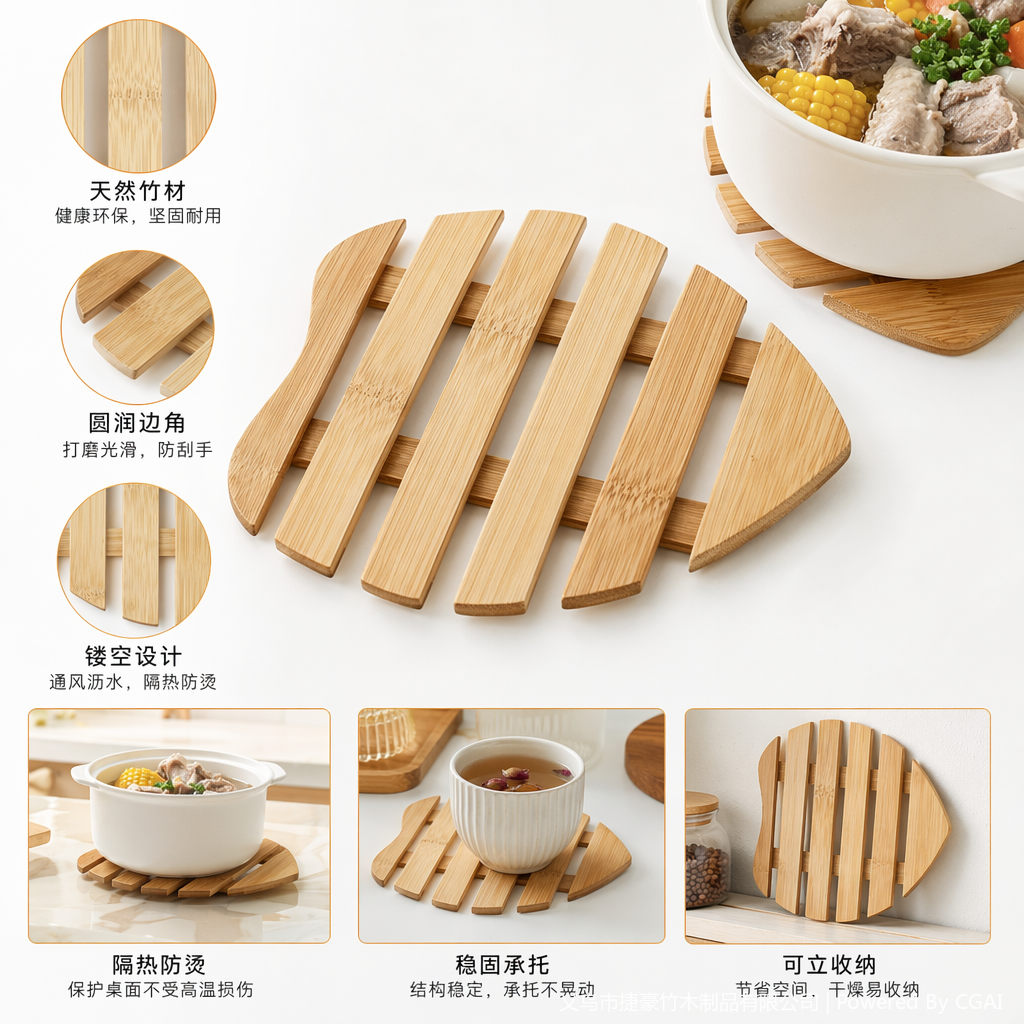 Carbonized heart-shaped placemats, coasters, heat-insulating table MATS, universal anti-slip MATS