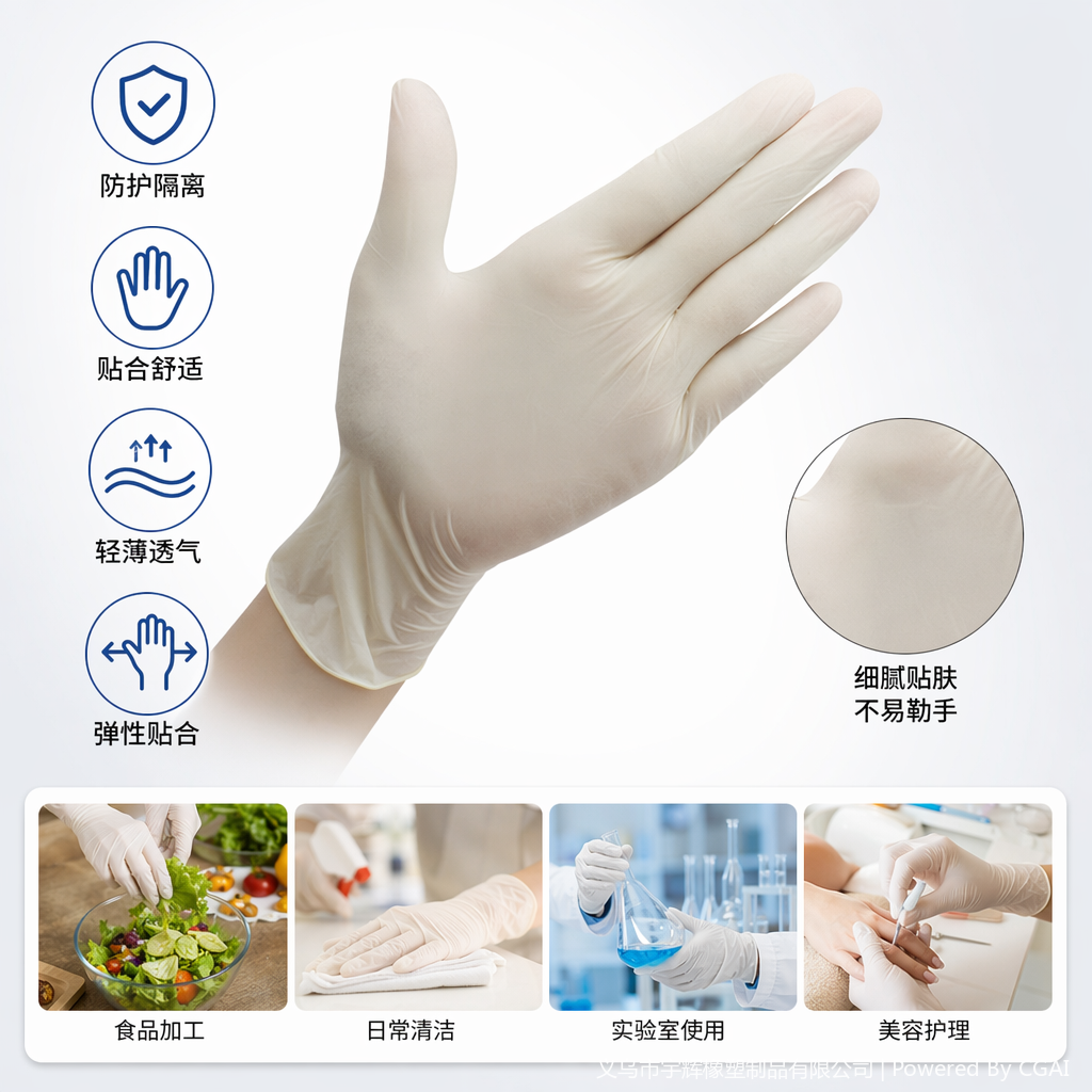 白色乳胶医用手套一次性长款