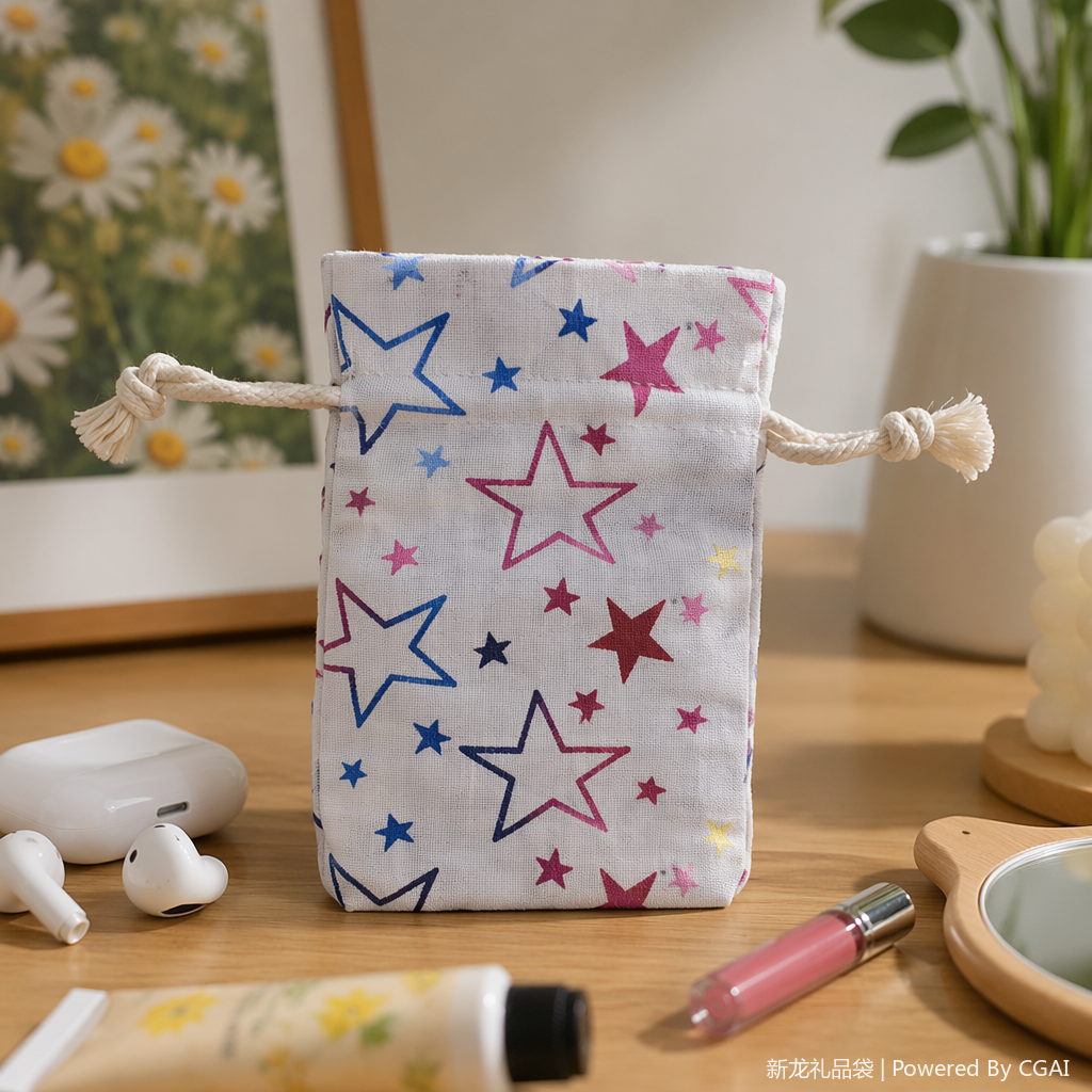 Cotton and linen fabric pocket, cotton rope seal, cotton fabric storage bag, eco-friendly packaging bag details Picture