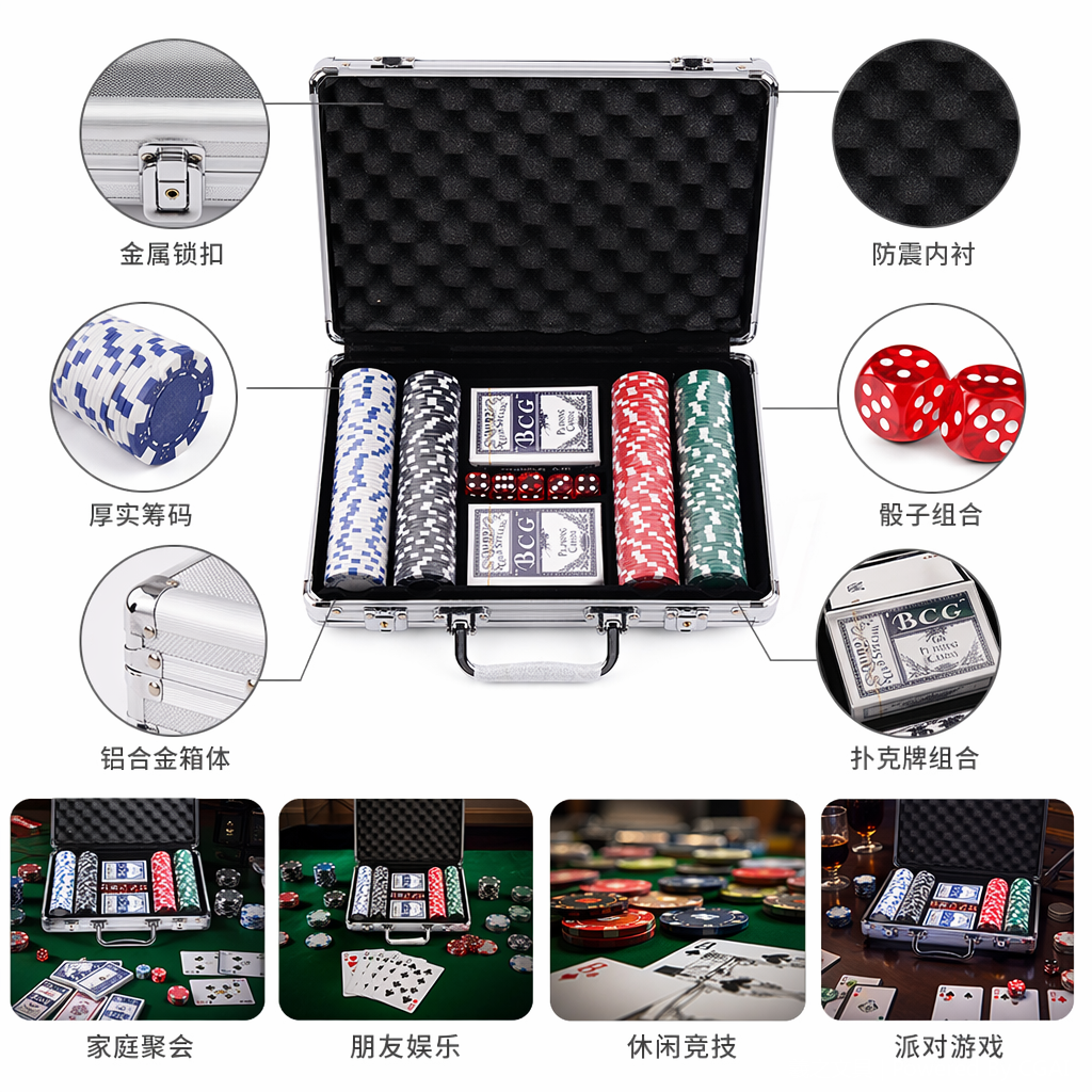 DND骰子ABS材质硅胶骰盅黑色棋盘盒筹码牌具