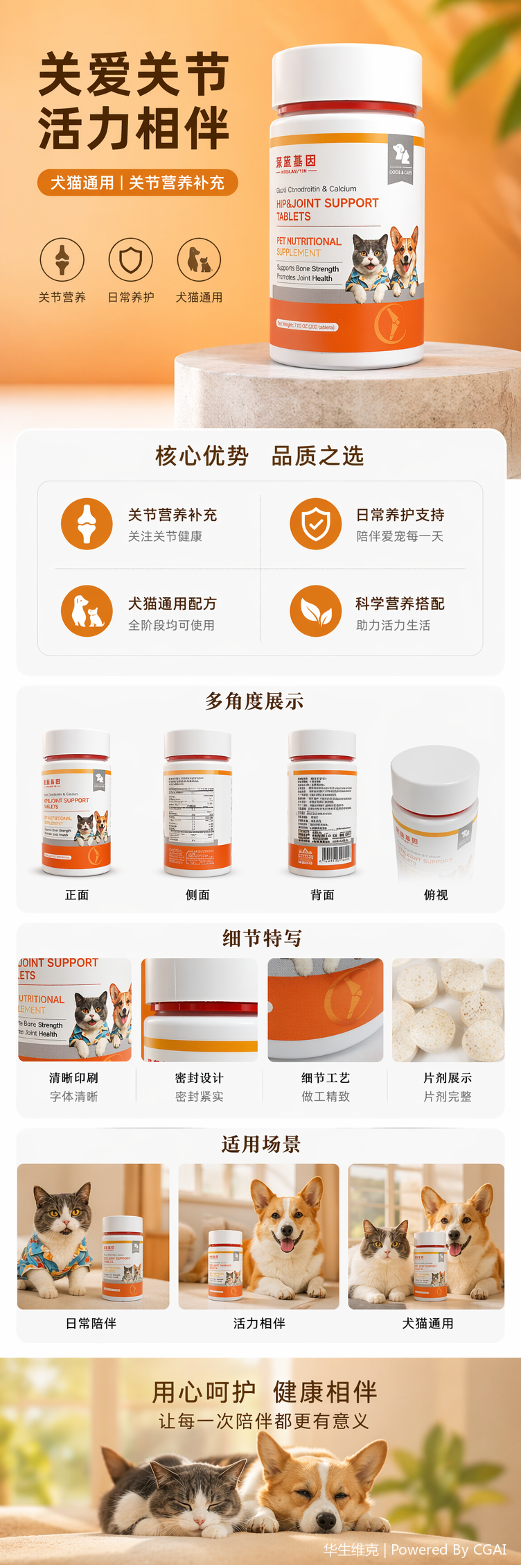 Pet Shark Chondroitin Calcium Tablets Joint Care Nutrition Tablets Prevent osteoporosis in cats and dogs and improve bone health pic 1