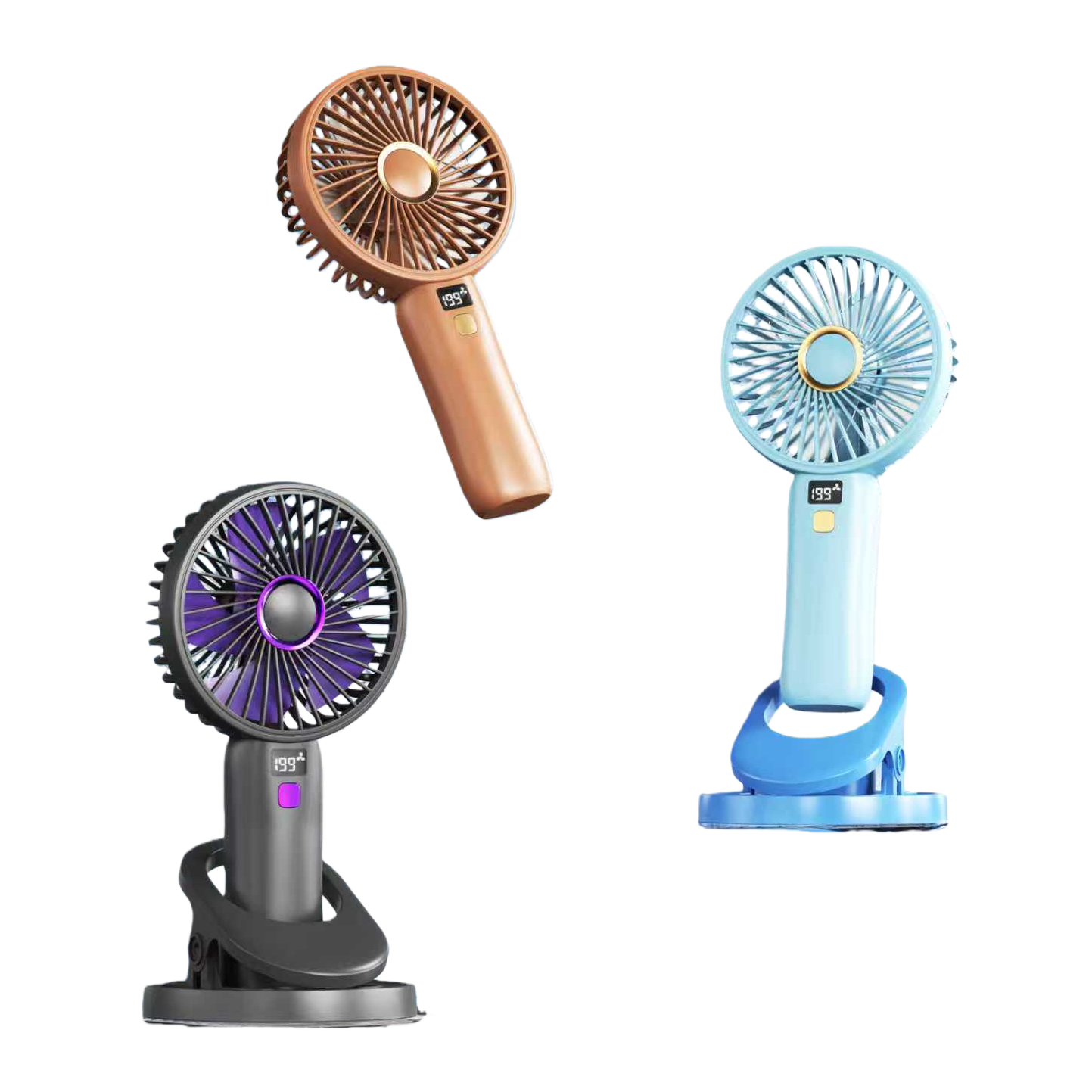 A simple digital display clip, mini handheld fan, a summer cooling wonder Item Picture