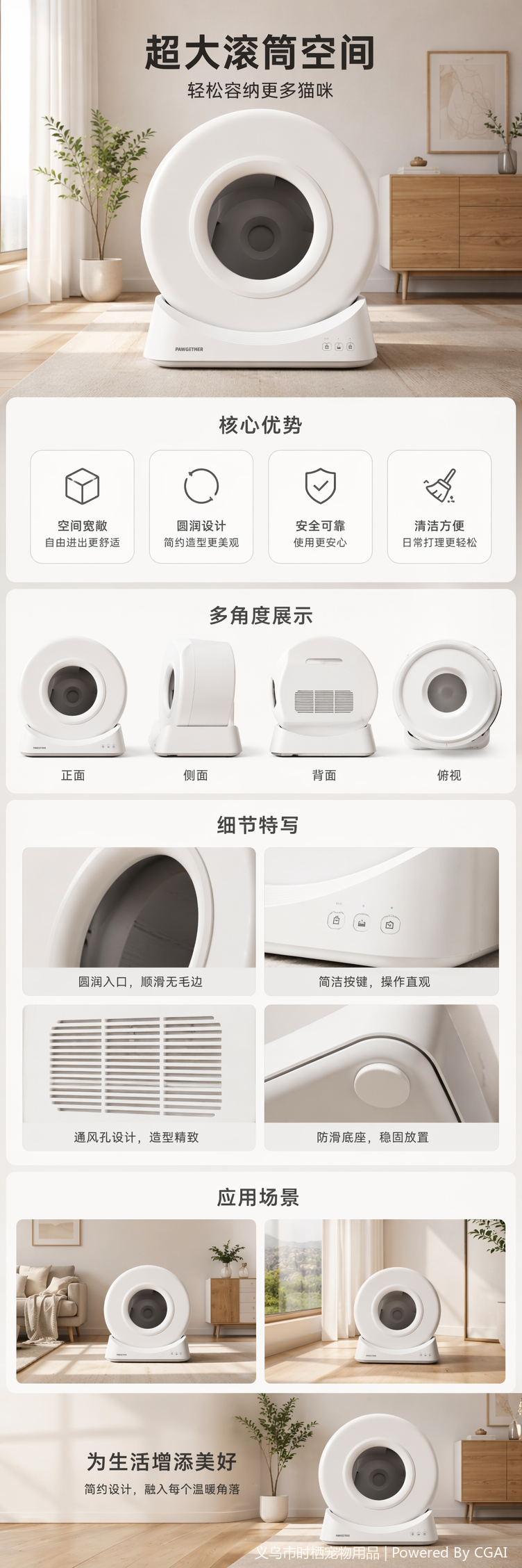 宠小到大智能猫厕所全自动猫砂盆超大号电动全封闭猫咪用品防外溅详情1