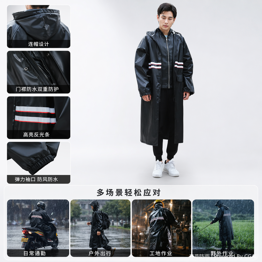 One-piece disposable electric bike large raincoat, plastic rain cover, waterproof and windproof lightweight raincoat