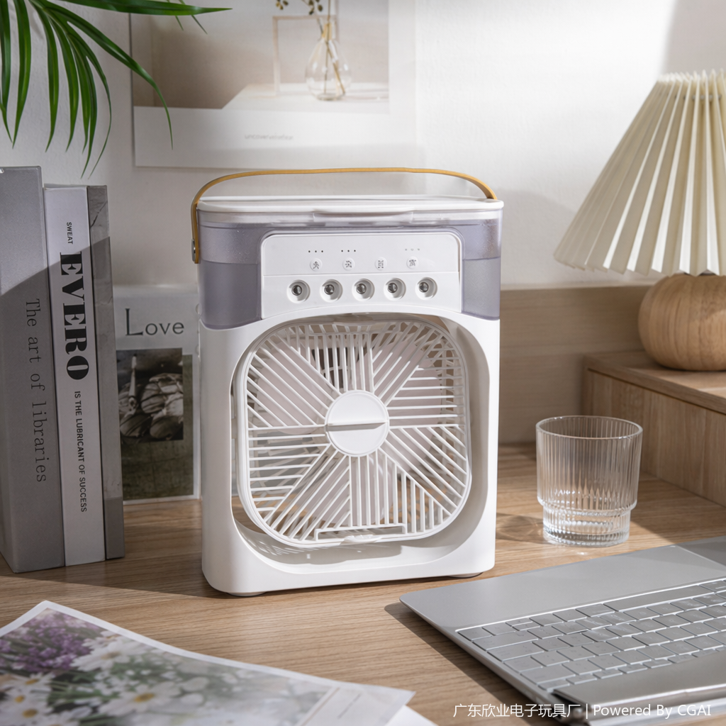 Simple three-color portable spray air conditioner fan details Picture