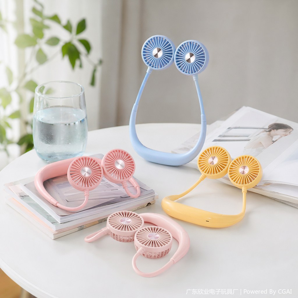 Simple and colorful neck-hanging fan details Picture